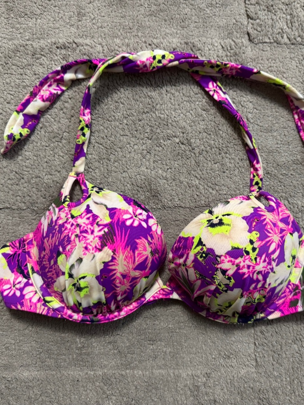 Victoria's Secret Push-up Bikini Top, 36B, Multicolor Floral, New Without Tags